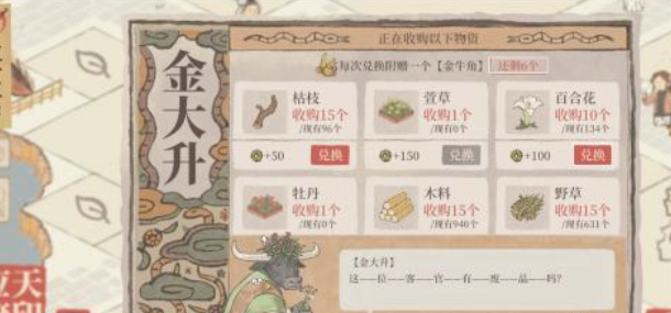 江南百景图金牛角有啥用